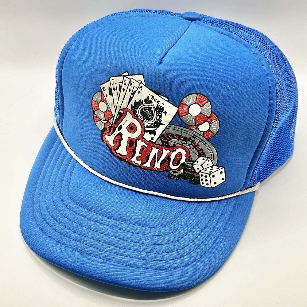 Reno Nevada Casino Poker Cards Rope Foam Trucker Hat Cap Snapback Adjustable